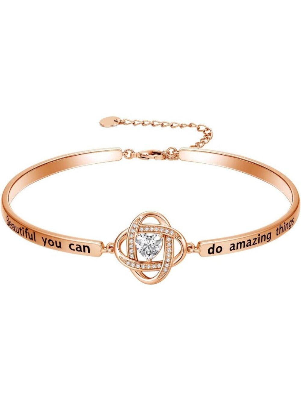 Personalized Engraved Heart Bracelets for Women | Cubic Zirconia Bangle Gifts